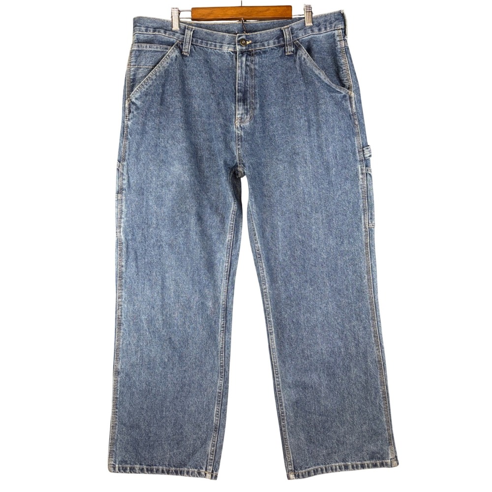 Faded Glory Mens Carpenter Jeans Blue Denim Utility Work Pants 38x30 Streetwear